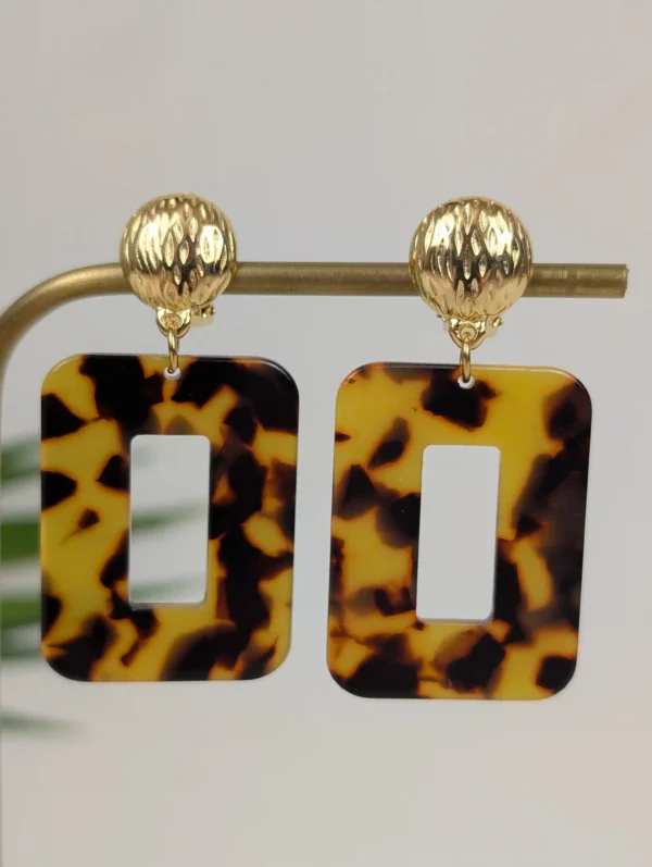 Boucles d'oreilles rectangulaires écailles à clip - Nicole