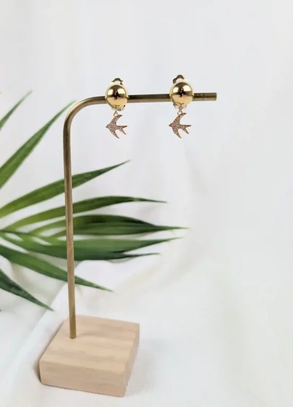 Boucles d'oreilles à clips hirondelles – Sabrina – Image 3