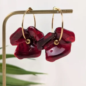 Boucles d'oreilles créoles à clips fleuries - Eva