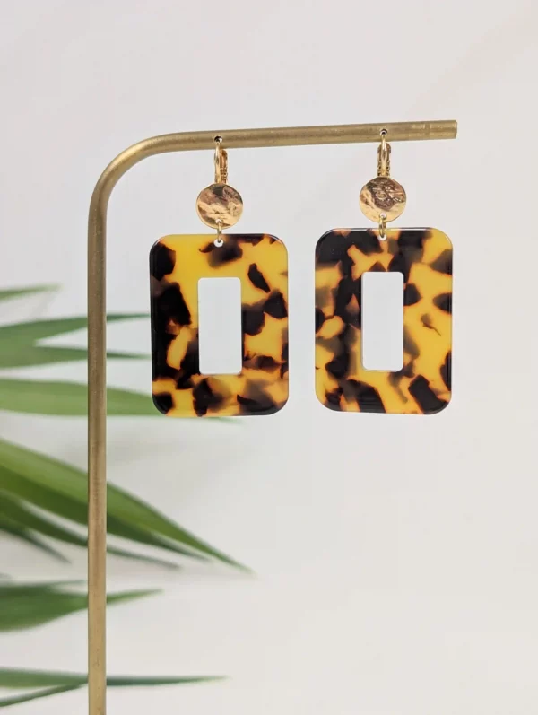 Boucles d'oreilles rectangulaires écailles - Nicole