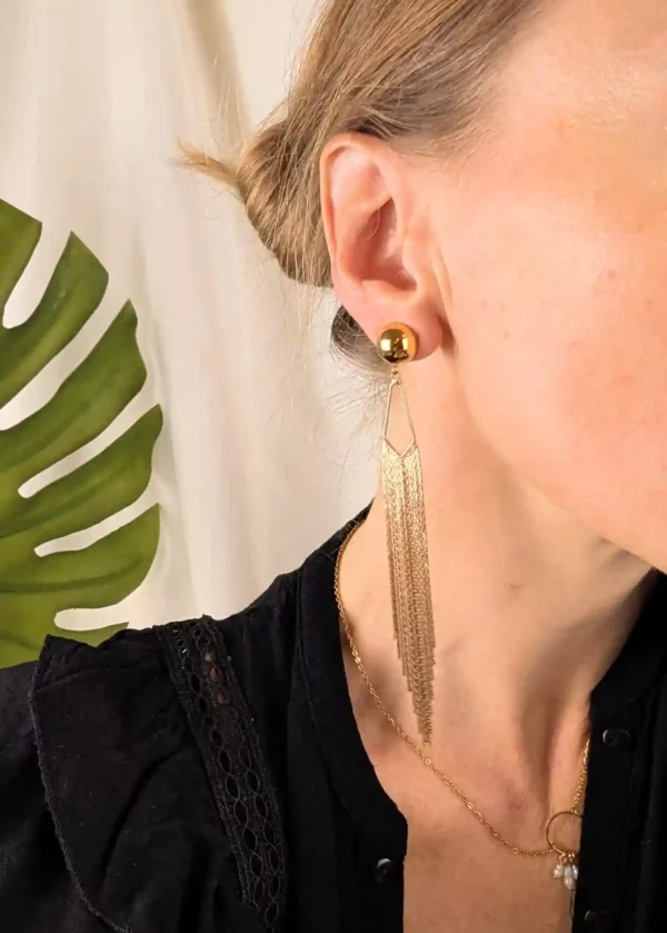 Boucles d'oreilles longues à clips – Niassa – Image 3
