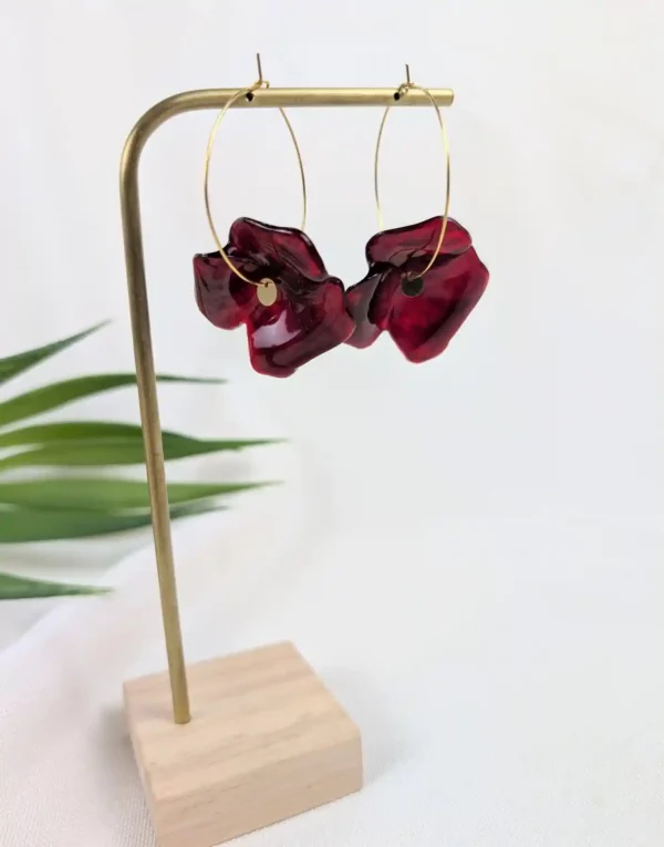 Boucles d'oreilles créoles à fleurs - Eva – Image 3