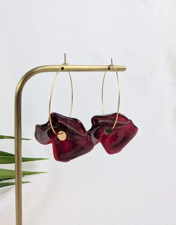Boucles d'oreilles créoles à fleurs - Eva – Image 5