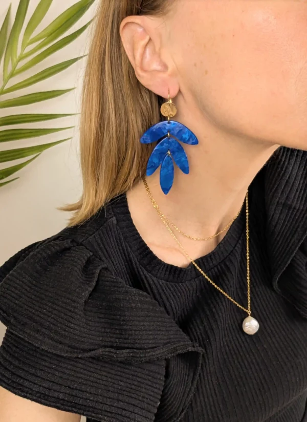Boucles d'oreilles XXL à feuilles - Eglantine – Image 6