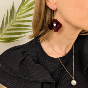 Boucles d'oreilles créoles à fleurs - Eva