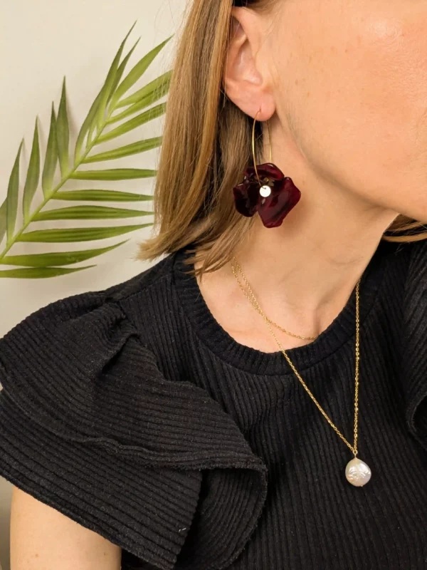 Boucles d'oreilles créoles à fleurs - Eva