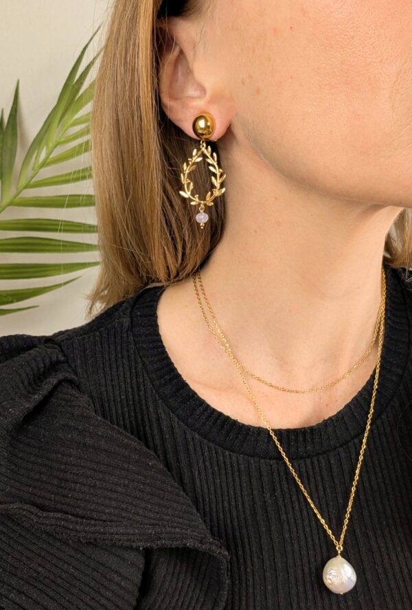 Boucles d'oreilles à clips avec feuilles - Rachel – Image 2
