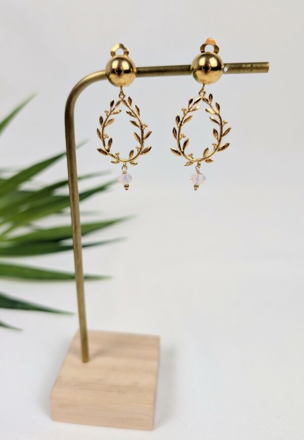Boucles d'oreilles à clips avec feuilles - Rachel – Image 3