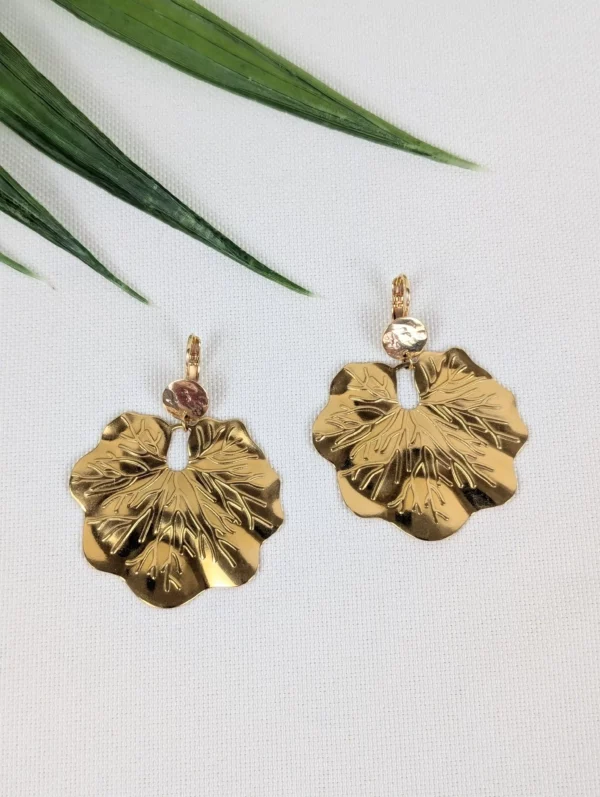 Boucles d'oreilles dorées avec feuilles - Simone