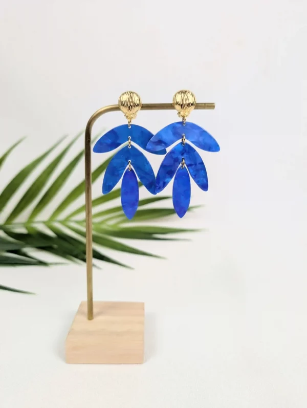 Boucles d'oreilles à clips XXL avec feuilles - Eglantine