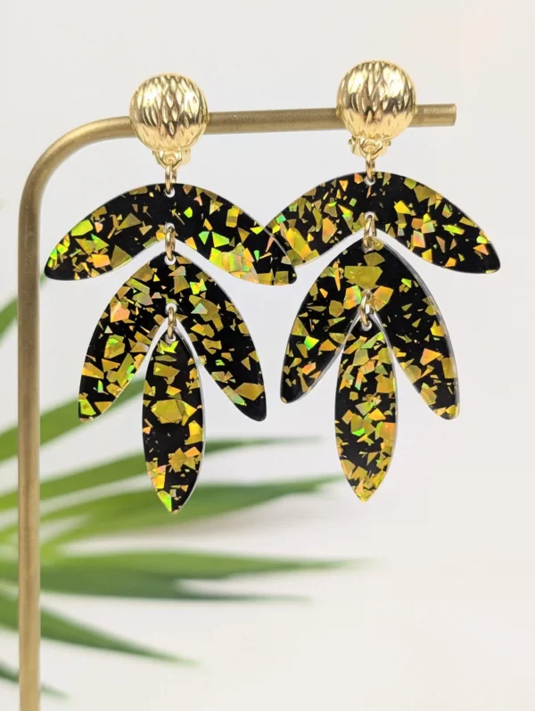 Boucles d'oreilles à clips XXL avec feuilles - Eglantine – Image 8