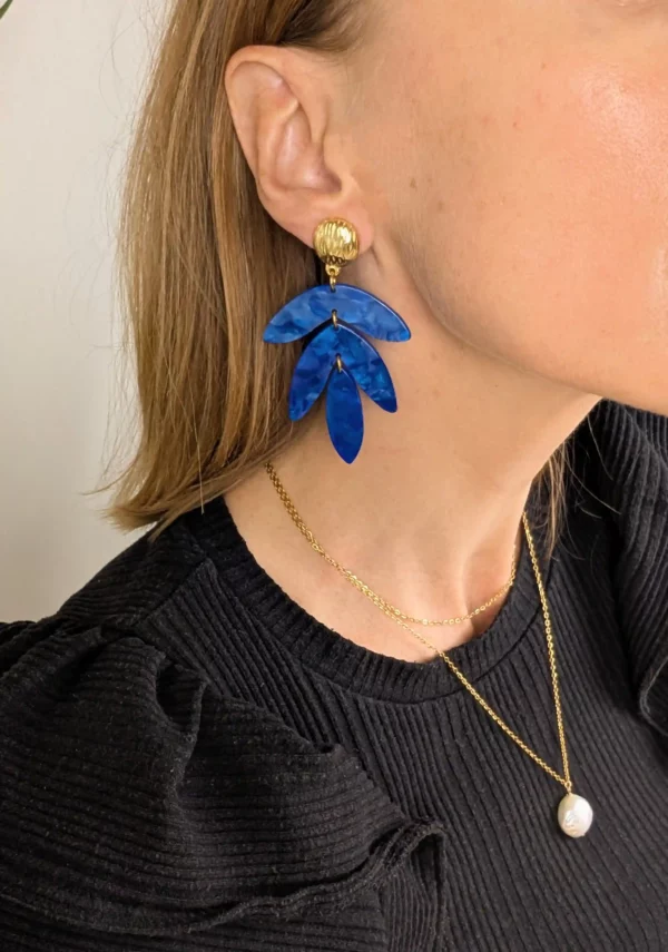 Boucles d'oreilles à clips XXL avec feuilles - Eglantine – Image 4