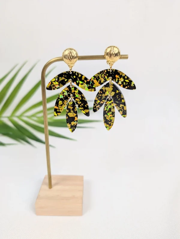 Boucles d'oreilles à clips XXL avec feuilles - Eglantine – Image 3