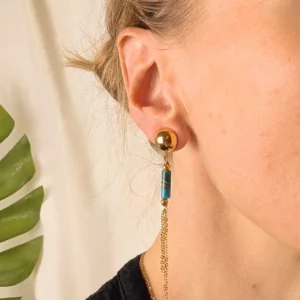 Boucles d'oreilles à clips bleues - Santa Fé