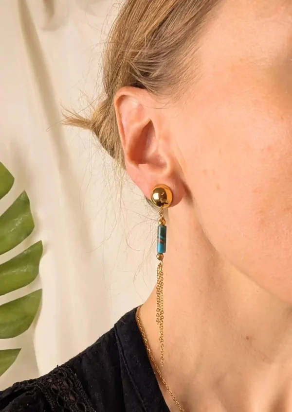Boucles d'oreilles à clips bleues - Santa Fé