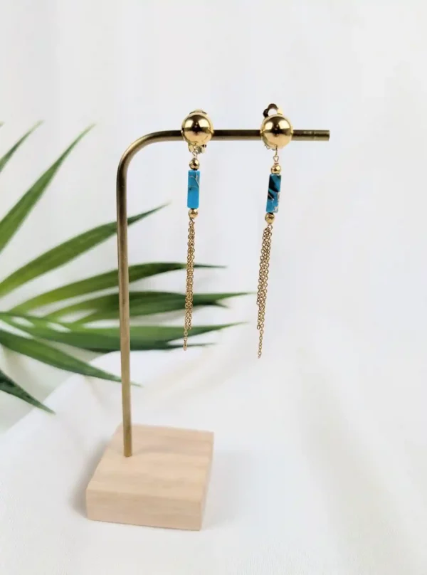 Boucles d'oreilles à clips bleues - Santa Fé – Image 3