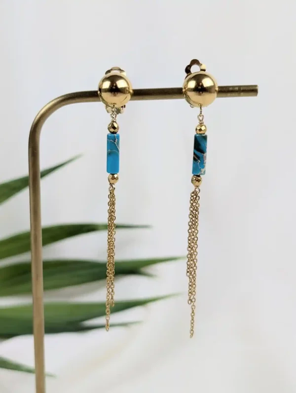 Boucles d'oreilles à clips bleues - Santa Fé – Image 4