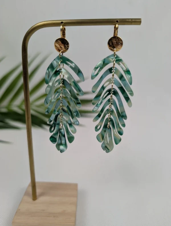 Boucles d'oreilles à feuilles de couleur - Maria – Image 9
