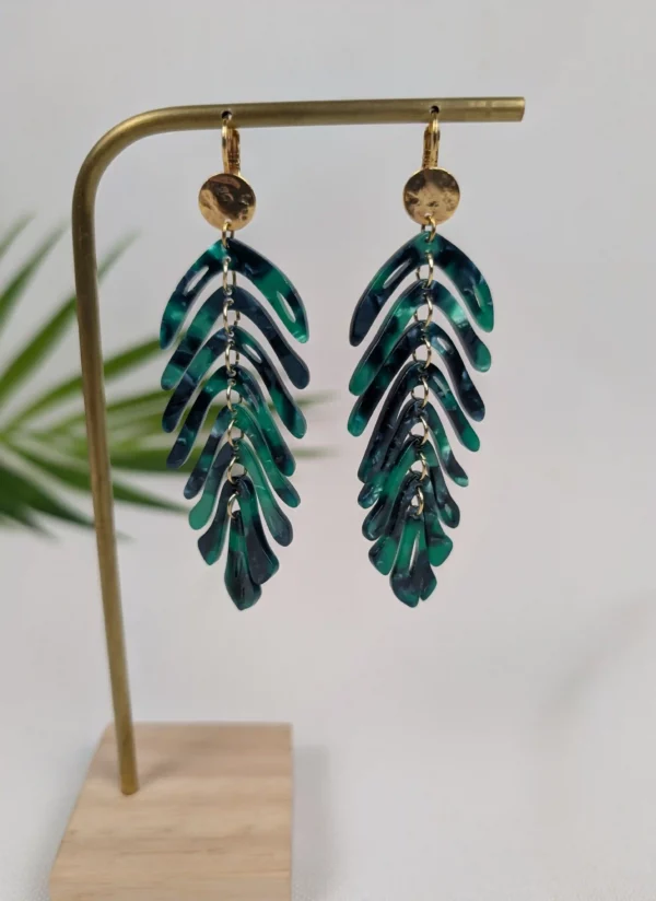 Boucles d'oreilles à feuilles de couleur - Maria – Image 8