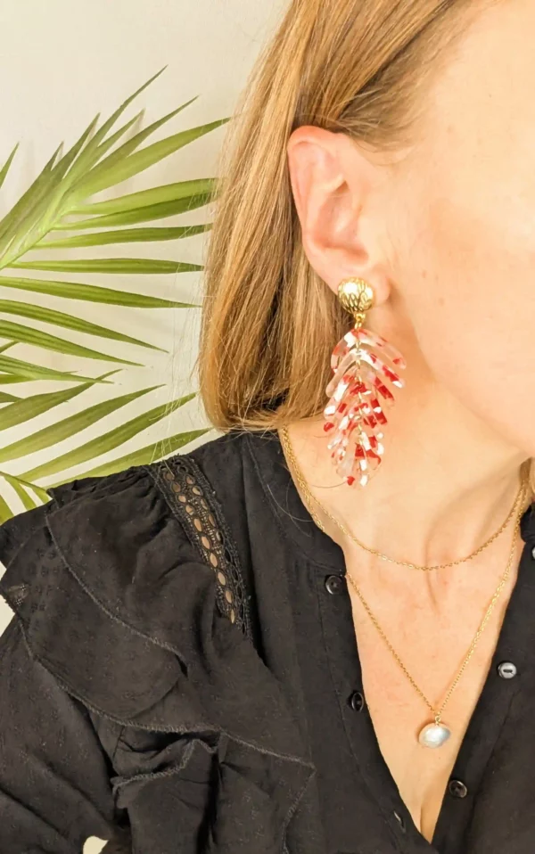 Boucles d'oreilles clips à feuilles de couleur - Maria – Image 3