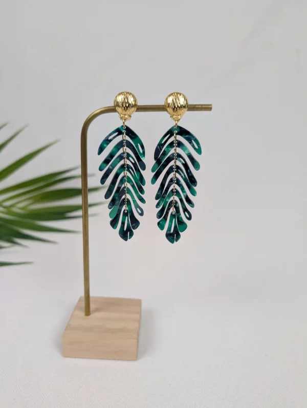 Boucles d'oreilles clips à feuilles de couleur - Maria