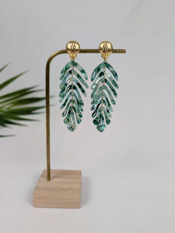 Boucles d'oreilles clips à feuilles de couleur - Maria – Image 15