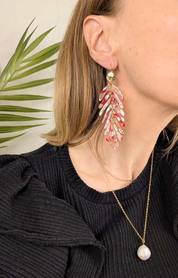 Boucles d'oreilles à feuilles de couleur - Maria – Image 4