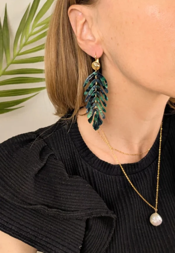 Boucles d'oreilles à feuilles de couleur - Maria – Image 2