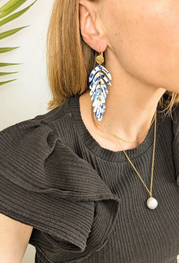 Boucles d'oreilles à feuilles de couleur - Maria – Image 5