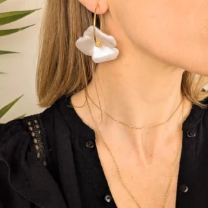 Boucles d'oreilles créoles à clips fleuries - Eva