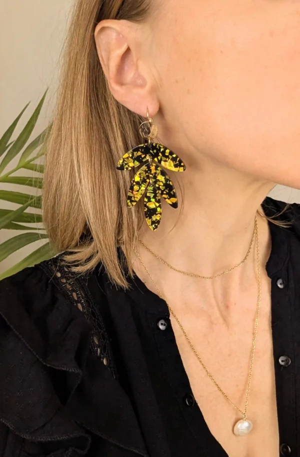 Boucles d'oreilles XXL à feuilles - Eglantine – Image 4